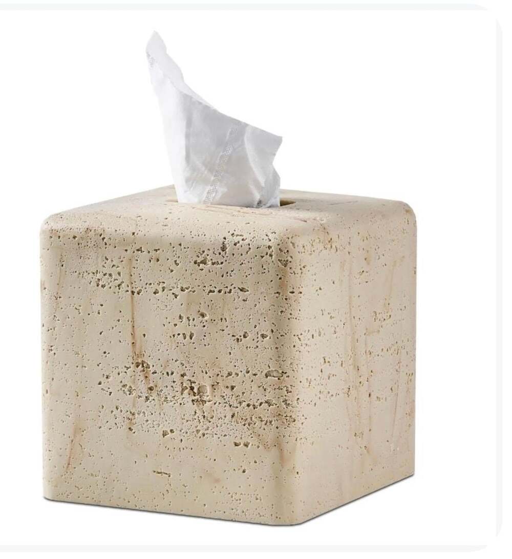 Polytree Yellow Stone Natural Travertine Tissue Box Cover